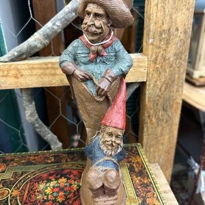 Cairn Studios Cowboy Boot Gnome Figurine Signed Elwood Western Folk Art Statue